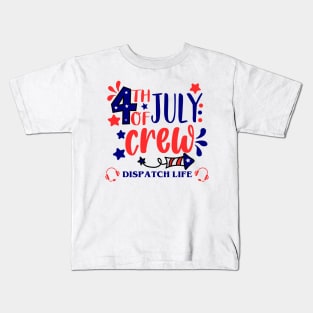 4th of July Dispatch Crew for 911 Thin Gold Line Dispatcher First Responders Kids T-Shirt